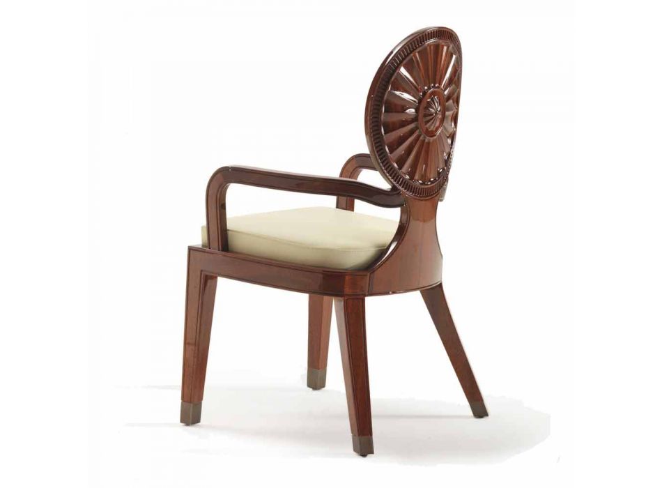 Nicole chair with padded arms in smooth wood, luxury design Viadurini