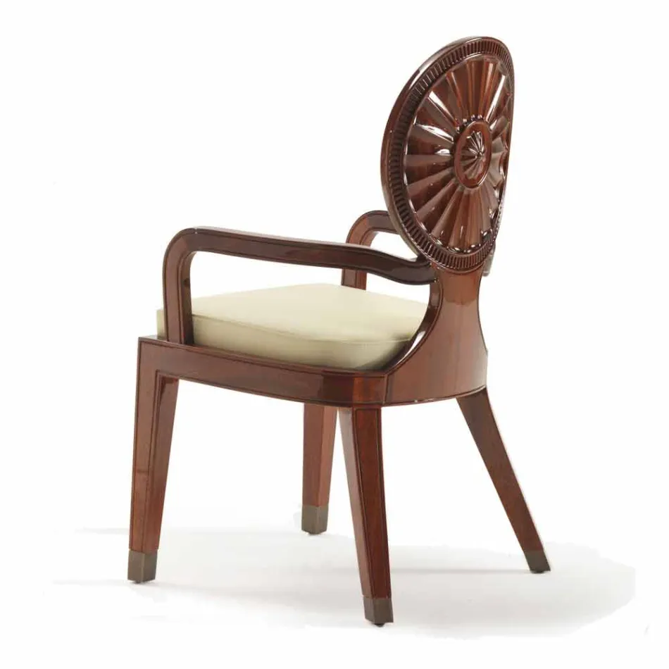 Nicole chair with padded arms in smooth wood, luxury design Viadurini