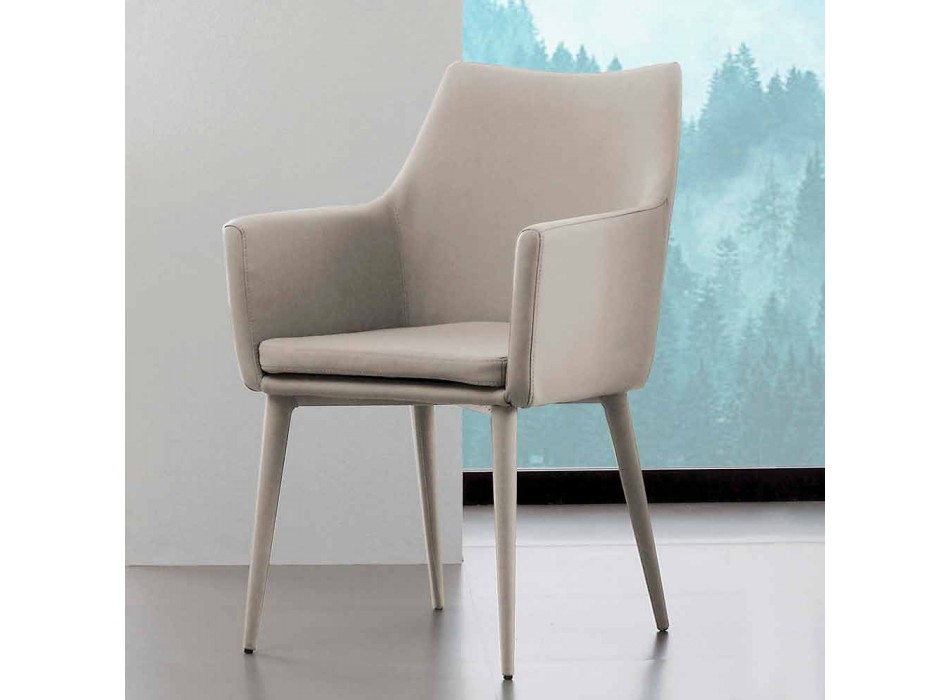 Chair with armrests in metal covered in Carlina eco-leather