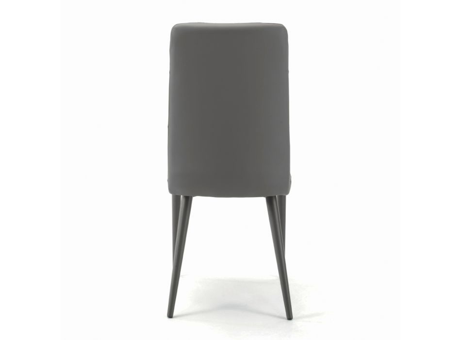 Chair with Lacquered Steel Legs and Upholstered Seat Made in Italy - Brescia Viadurini