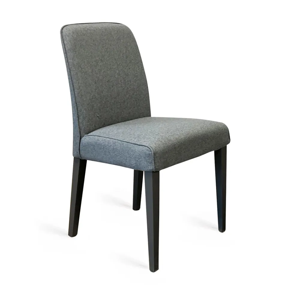 Chair with Wooden Legs and Stain-Resistant Fabric Seat - Kandinsky Viadurini