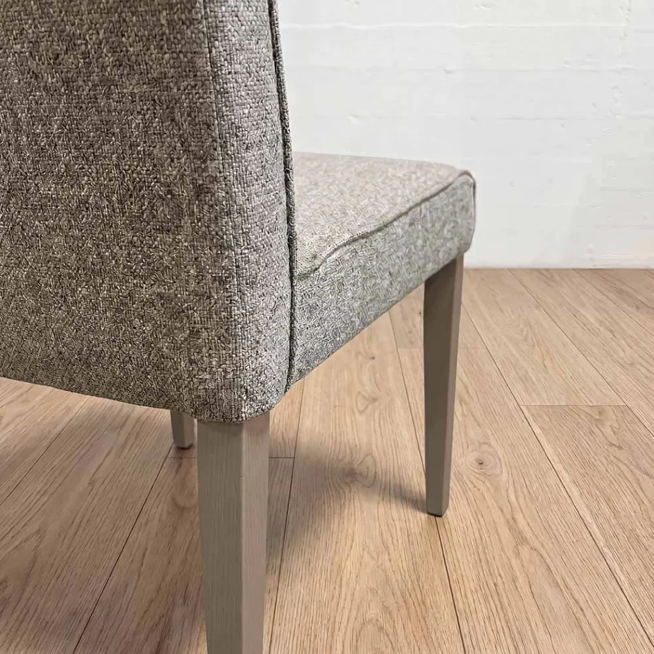 Chair with Wooden Legs and Stain-Resistant Fabric Seat - Kandinsky Viadurini