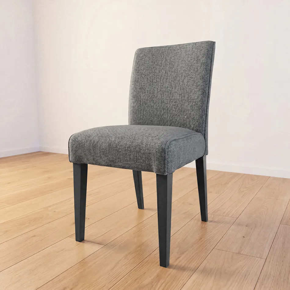 Chair with Wooden Legs and Stain-Resistant Fabric Seat - Kandinsky Viadurini