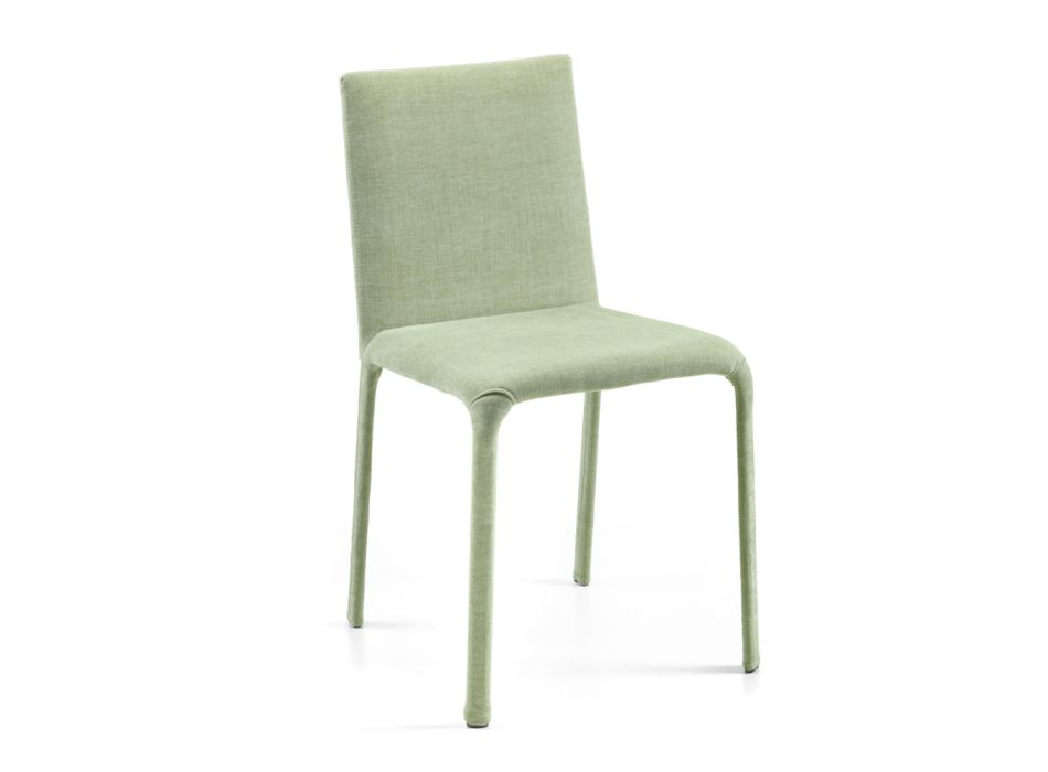 Chair with Low Back in Green Fabric Made in Italy - Lantern Viadurini