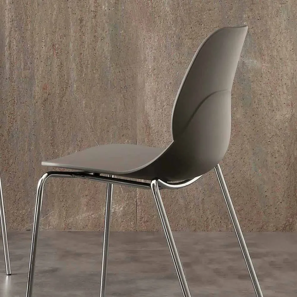 Chair with chromed frame and Licata polypropylene shell Viadurini