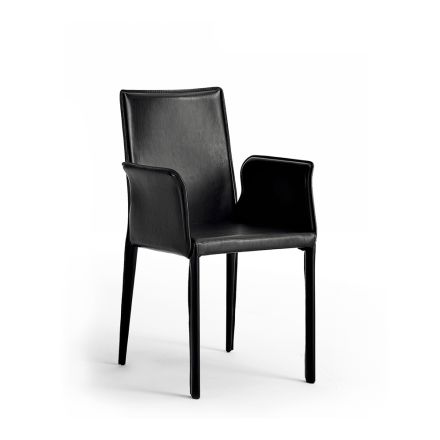 Chair with Steel Structure Covered in Leather - Modern Design Jolie Viadurini
