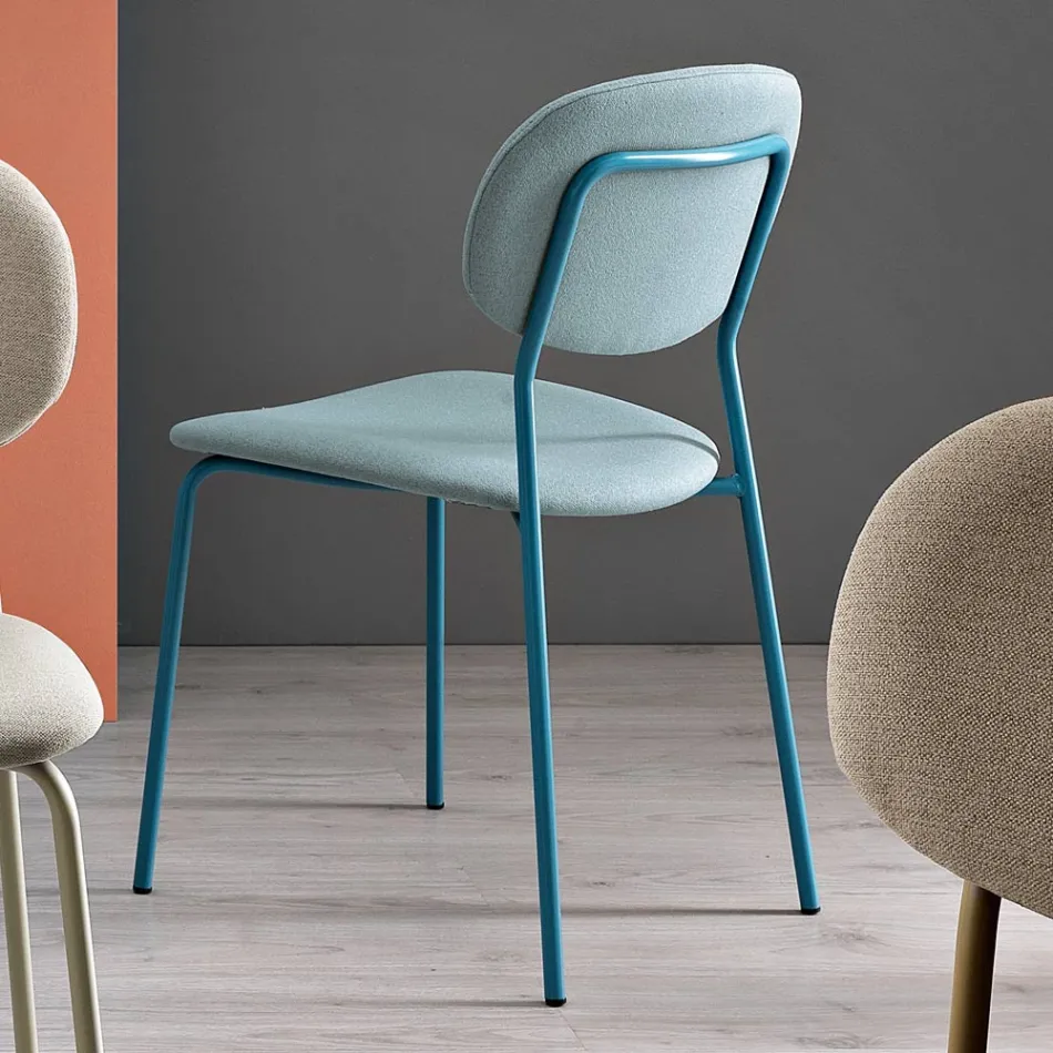 Chair with Metal Structure, Seat and Back in Fabric - Serenella Viadurini