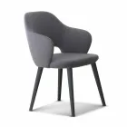 Kitchen Chair with Armrests in Fabric and Wood Made in Italy - Marchesi Viadurini