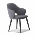 Kitchen Chair with Armrests in Fabric and Wood Made in Italy - Marchesi