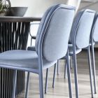 Upholstered Kitchen Chair in Fabric and Metal Made in Italy 2 Pieces - Sangria Viadurini