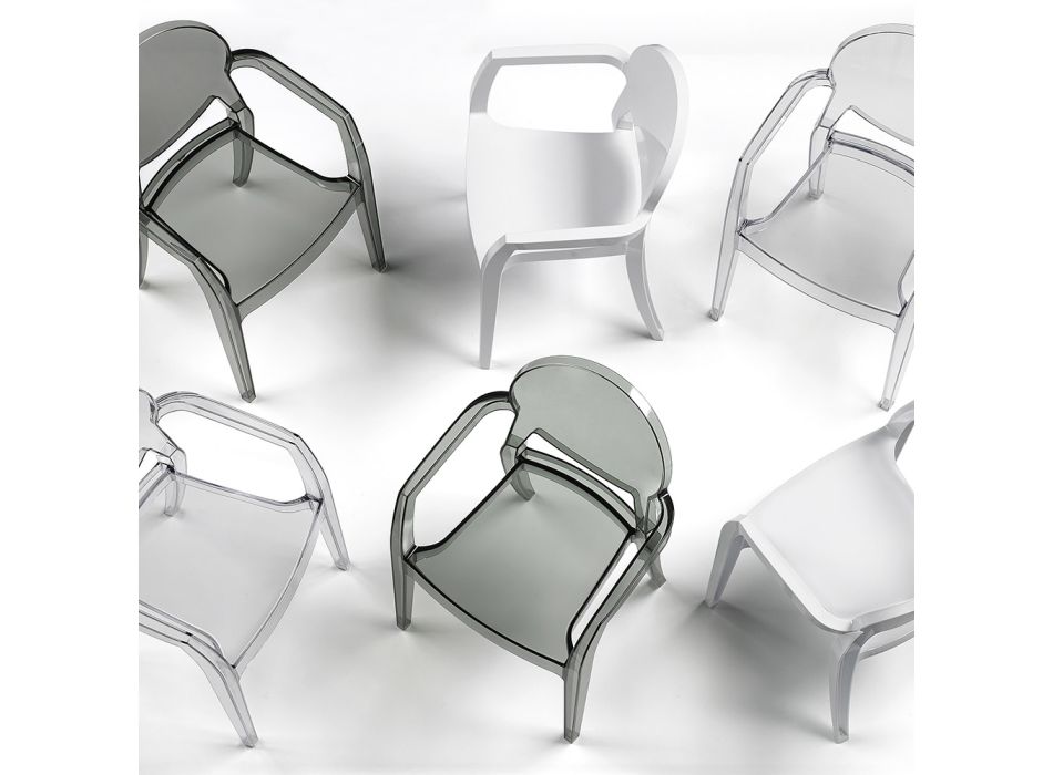 Stackable Kitchen Chair in Polycarbonate Made in Italy 4 Pieces - Ice Viadurini