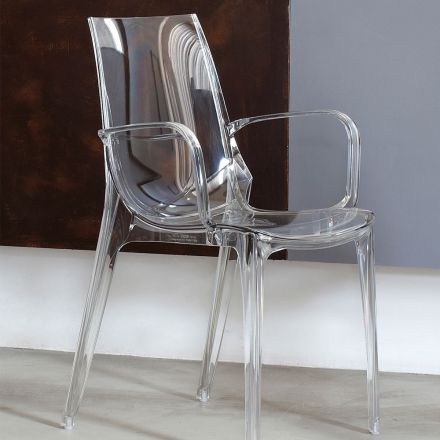 Stackable Kitchen Chair Transparent or Smoked Polycarbonate, 2 Pieces - Sienna Viadurini