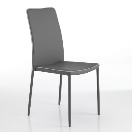 Stackable Kitchen Chair Upholstered in Synthetic Leather, 4 Pieces - Adelmo Viadurini