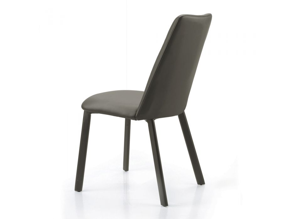 Kitchen Chair in Faux Leather and Steel Made in Italy 4 Pieces - Alexia Viadurini