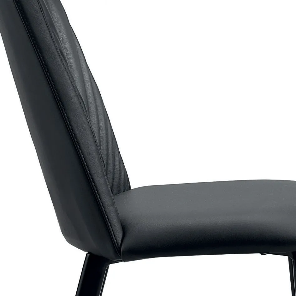 Kitchen Chair in Faux Leather and Steel Made in Italy 4 Pieces - Alexia Viadurini