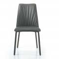 Kitchen Chair in Ecoleather and Steel Made in Italy 4 Pieces - Alexia