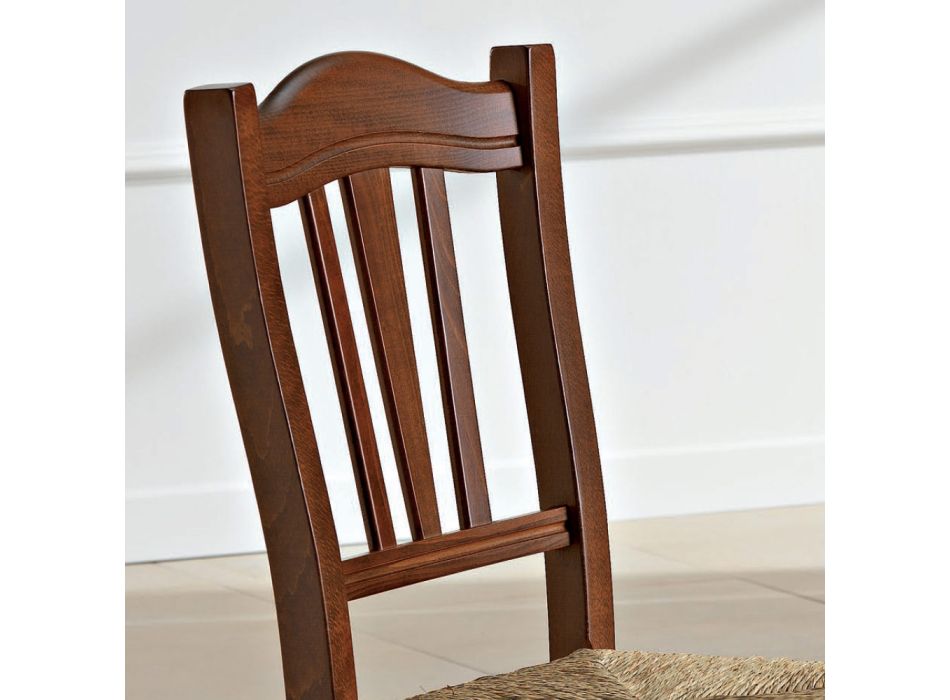 Kitchen Chair in Beech Wood and Straw Italian Classic Design - Hegel Viadurini