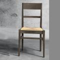 Kitchen Chair in Beech Wood and Seat in Straw Italian Design - Davina