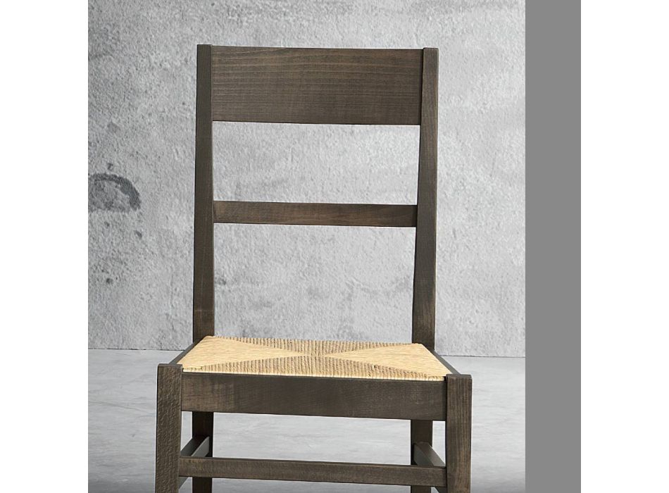 Kitchen Chair in Beech Wood and Seat in Straw Italian Design - Davina Viadurini