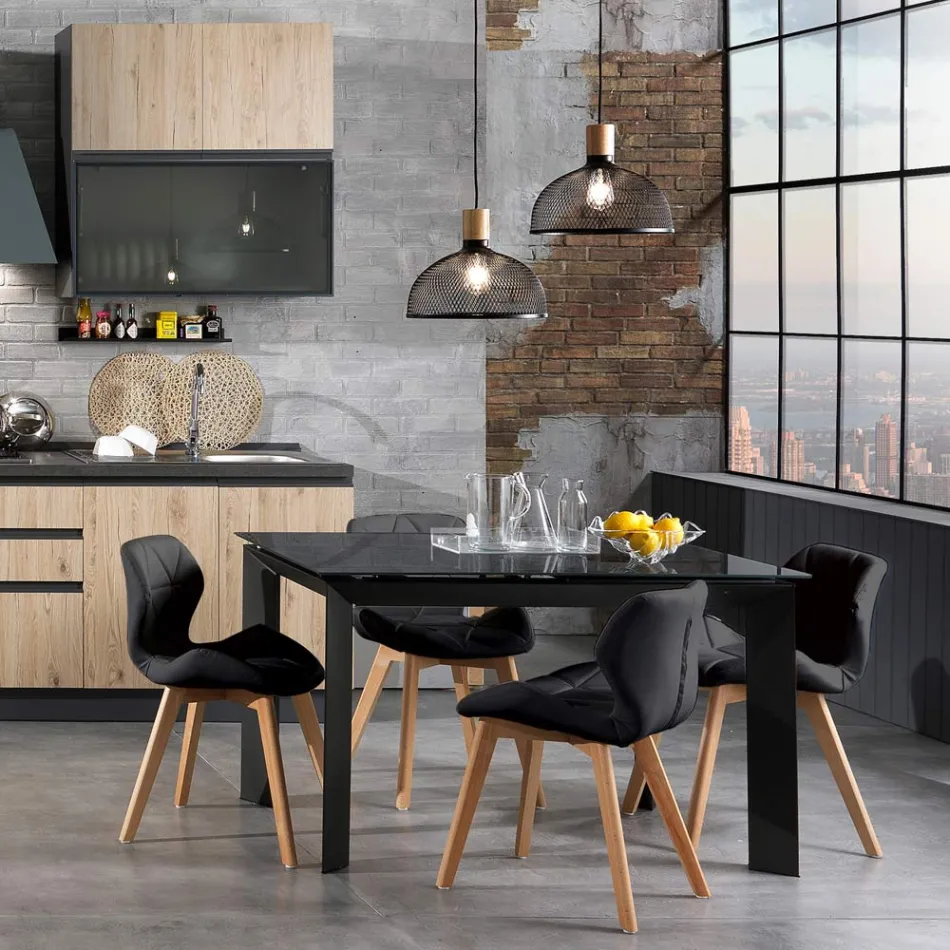 Kitchen Chair in Synthetic Leather and Solid Wood 2 Pieces - Fiorenzuola Viadurini