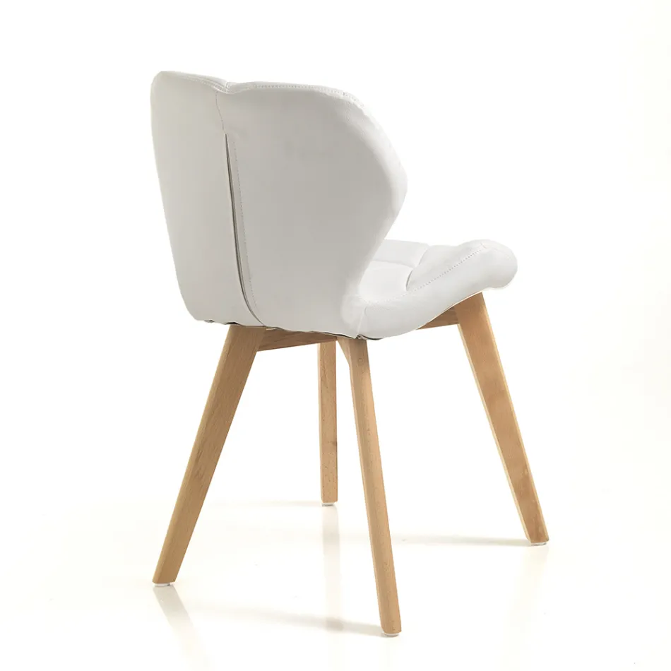 Kitchen Chair in Synthetic Leather and Solid Wood 2 Pieces - Fiorenzuola Viadurini