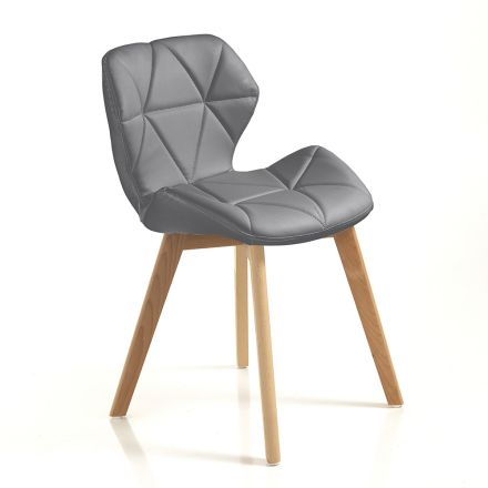 Kitchen Chair in Synthetic Leather and Solid Wood 2 Pieces - Fiorenzuola Viadurini