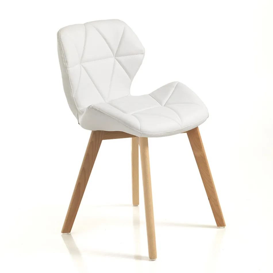 Kitchen Chair in Synthetic Leather and Solid Wood 2 Pieces - Fiorenzuola Viadurini
