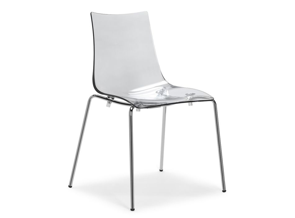 Kitchen Chair in Polycarbonate and Steel Made in Italy 4 Pieces - Fedora Viadurini