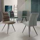 Kitchen Chair in Fabric with Painted Metal Structure 2 Pieces - Rodrigo Viadurini