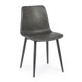 Vintage Design Kitchen or Living Room Chair in Steel and Eco-leather 2 Pcs - Rekko