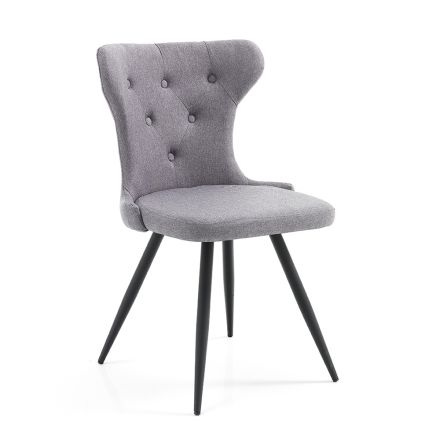 Kitchen Chair Upholstered in Fabric with Metal Legs 2 Pieces - Valentina Viadurini