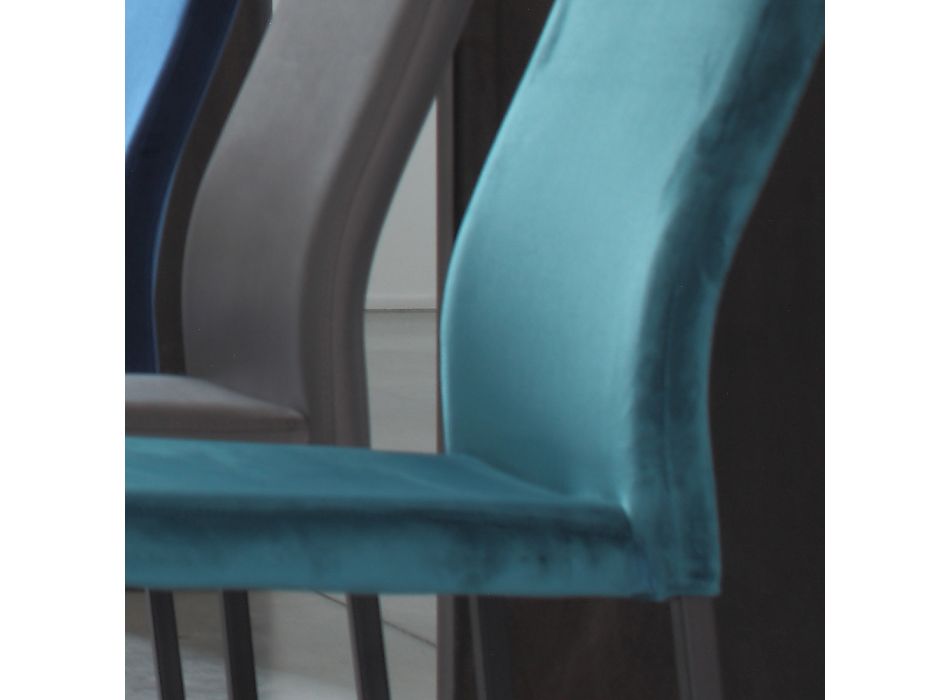 Kitchen Chair with Metal Legs and Velvet Seat, 4 Pieces - Darvina Viadurini