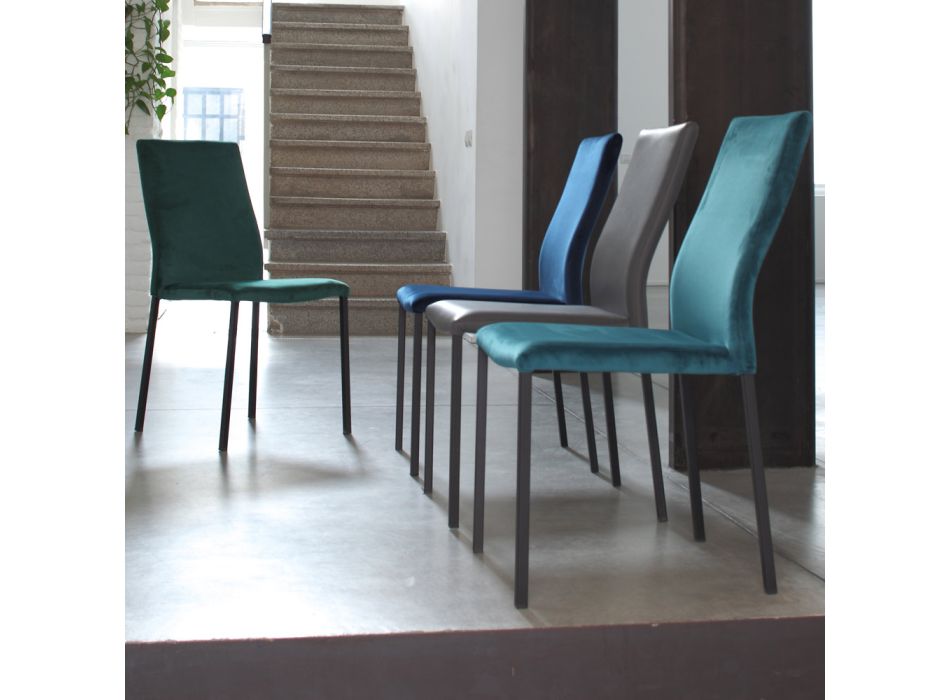Kitchen Chair with Metal Legs and Velvet Seat, 4 Pieces - Darvina Viadurini