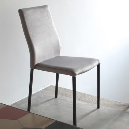 Kitchen Chair with Metal Legs and Velvet Seat, 4 Pieces - Darvina Viadurini