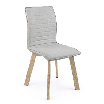 Kitchen Chair in Wood Effect Steel and Gray Fabric 4 Pcs - Monico Viadurini