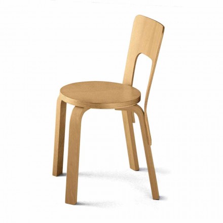 Kitchen Chair in Natural Curved Beech Wood Made in Italy - Cassiopea Viadurini