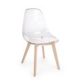 Kitchen Chair in Beech Wood and Polycarbonate Design 4 Pieces - Pisy