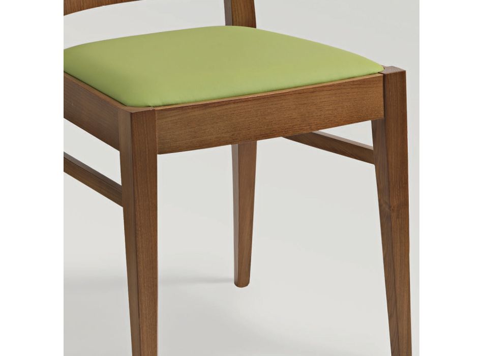 Kitchen Chair in Beech Wood and Seat in Ecoleather Design - Florent Viadurini