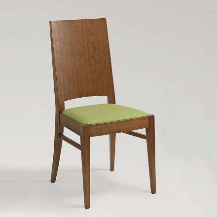 Kitchen Chair in Beech Wood and Seat in Ecoleather Design - Florent Viadurini
