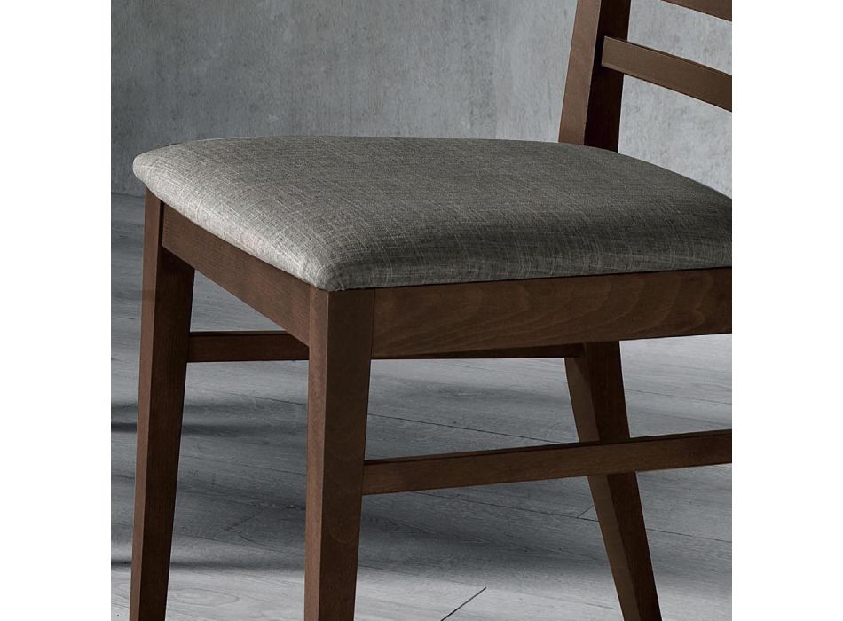 Kitchen Chair in Wood and Seat in Italian Design Fabric - Jeanine Viadurini