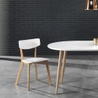 Kitchen Chair in Solid White and Oak Stained Wood 2 Pieces - Tonino Viadurini