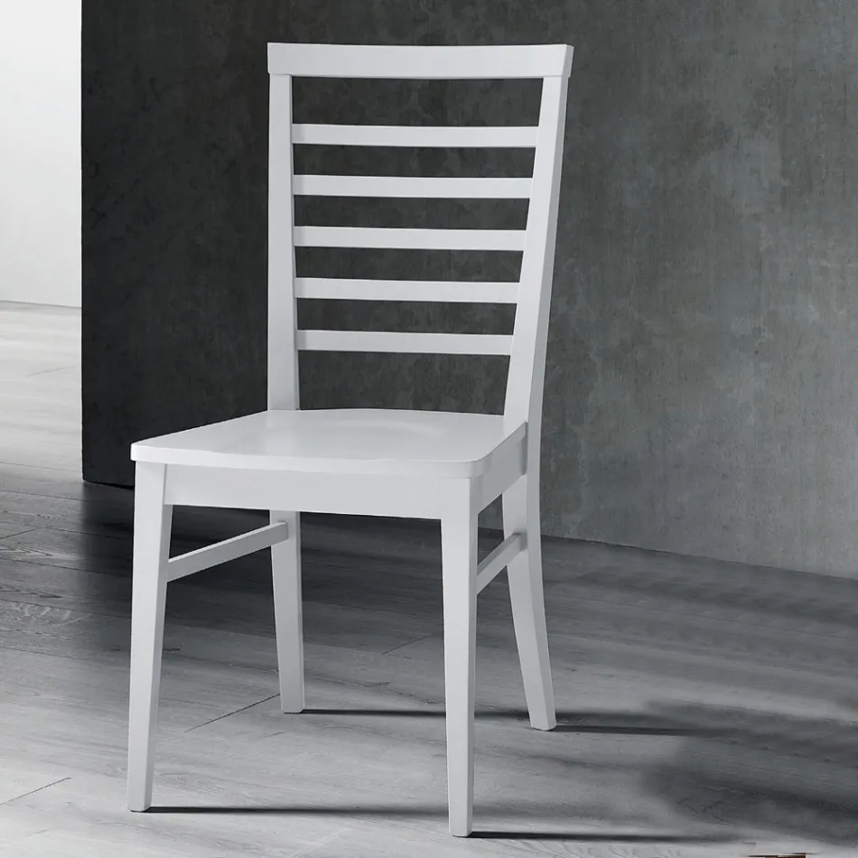 Italian Design Solid Beech Wood Kitchen Chair - Jeanine Viadurini