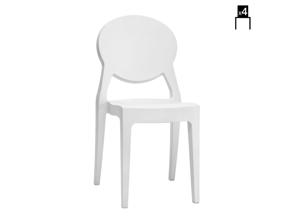 Polycarbonate Kitchen Chair Made in Italy 4 Pieces - Ice Viadurini