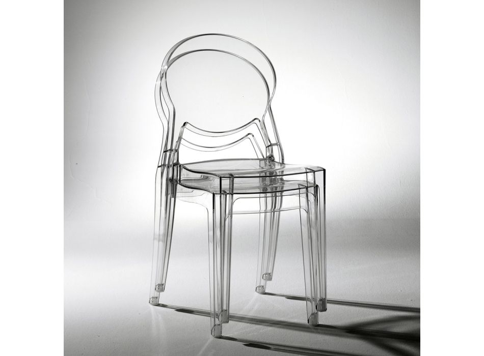 Polycarbonate Kitchen Chair Made in Italy 4 Pieces - Ice Viadurini