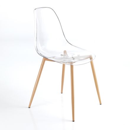 Kitchen Chair in Transparent Polycarbonate and Steel 4 Pieces - Zadina Viadurini