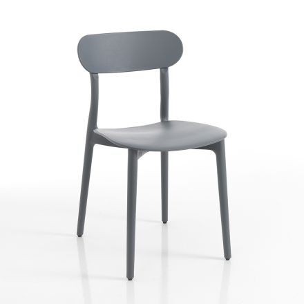 Kitchen Chair in White or Matt Gray Polypropylene 4 Pieces - Milan Viadurini