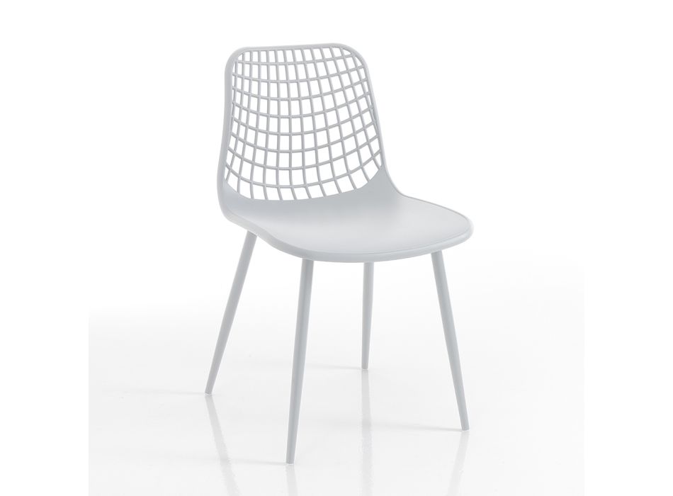 Kitchen Chair in Matt White Polypropylene and Steel 4 Pieces - Beyonce Viadurini