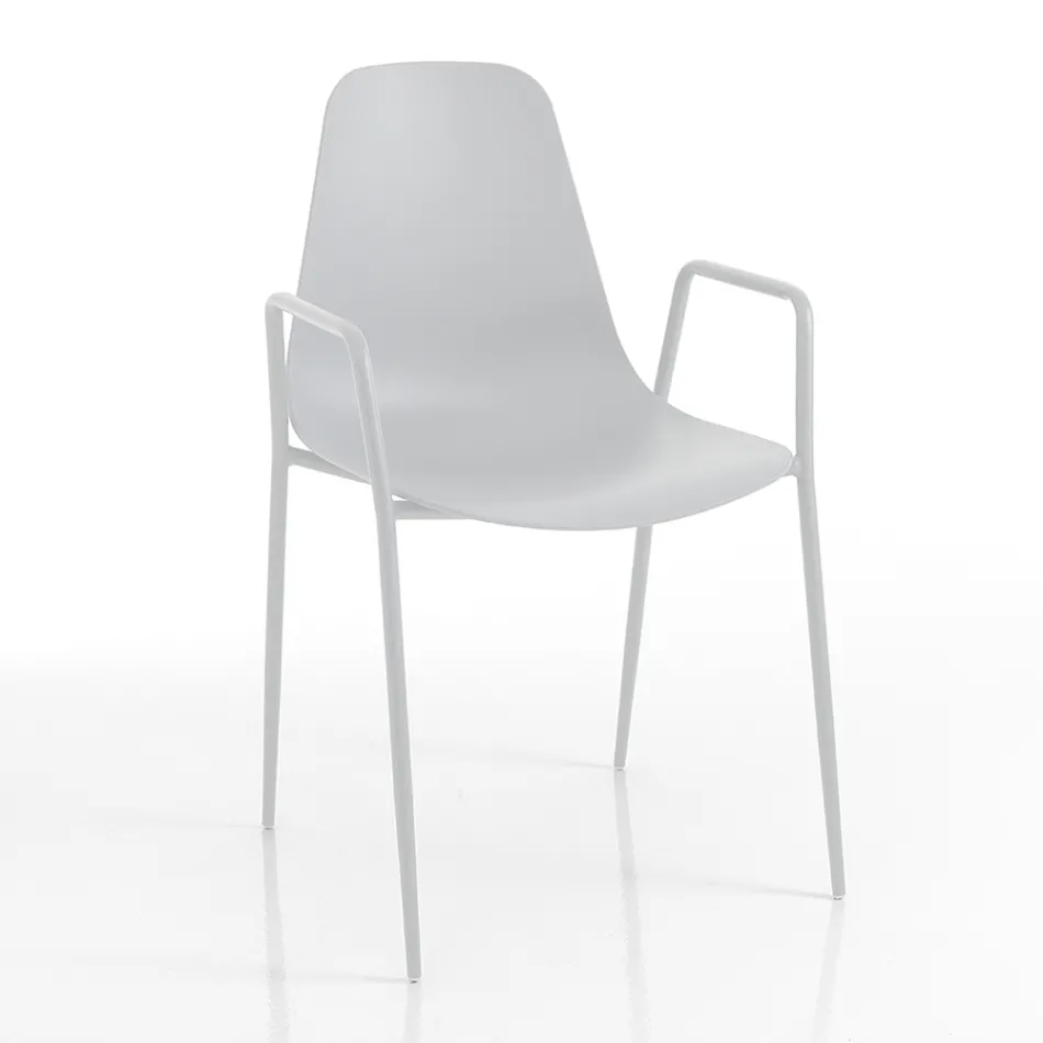 Kitchen Chair in Polypropylene with Steel Legs 4 Pieces - Pinga Viadurini