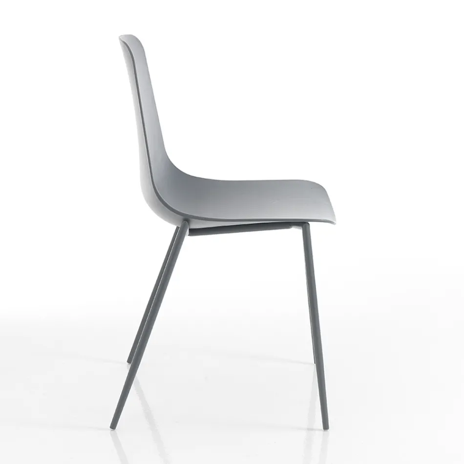 Polypropylene Kitchen Chair with Steel Legs 4 Pieces - Pinga Viadurini
