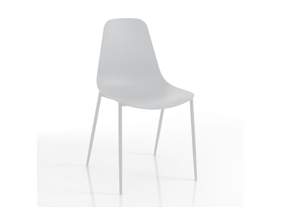 Kitchen Chair in Polypropylene with Steel Legs 4 Pieces - Pinga Viadurini